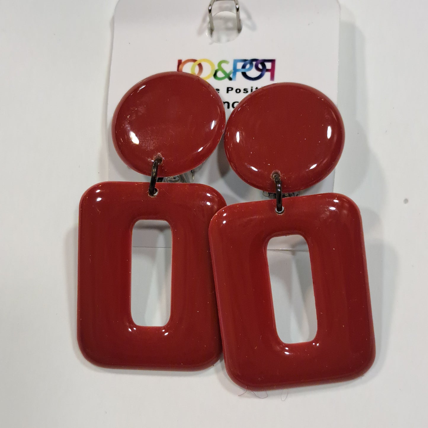 Boucles clips Rectangle PM rouge bordeaux THIERRY JOO