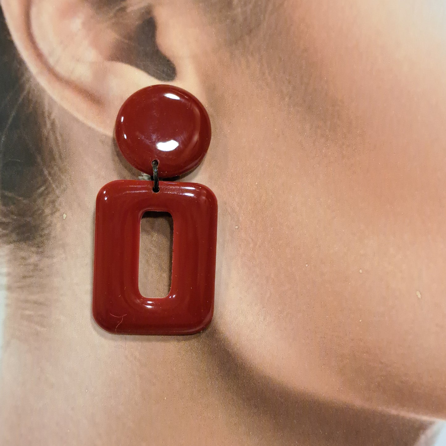 Boucles clips Rectangle PM rouge bordeaux THIERRY JOO