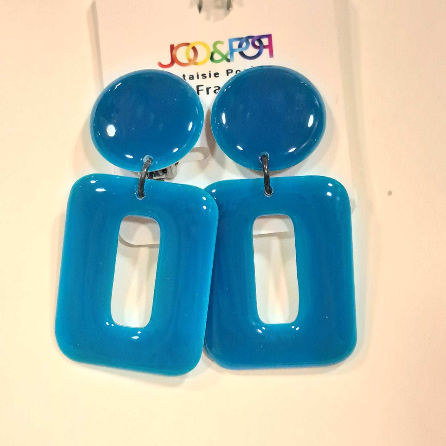 Boucles clips Rectangle PM bleu canard THIERRY JOO