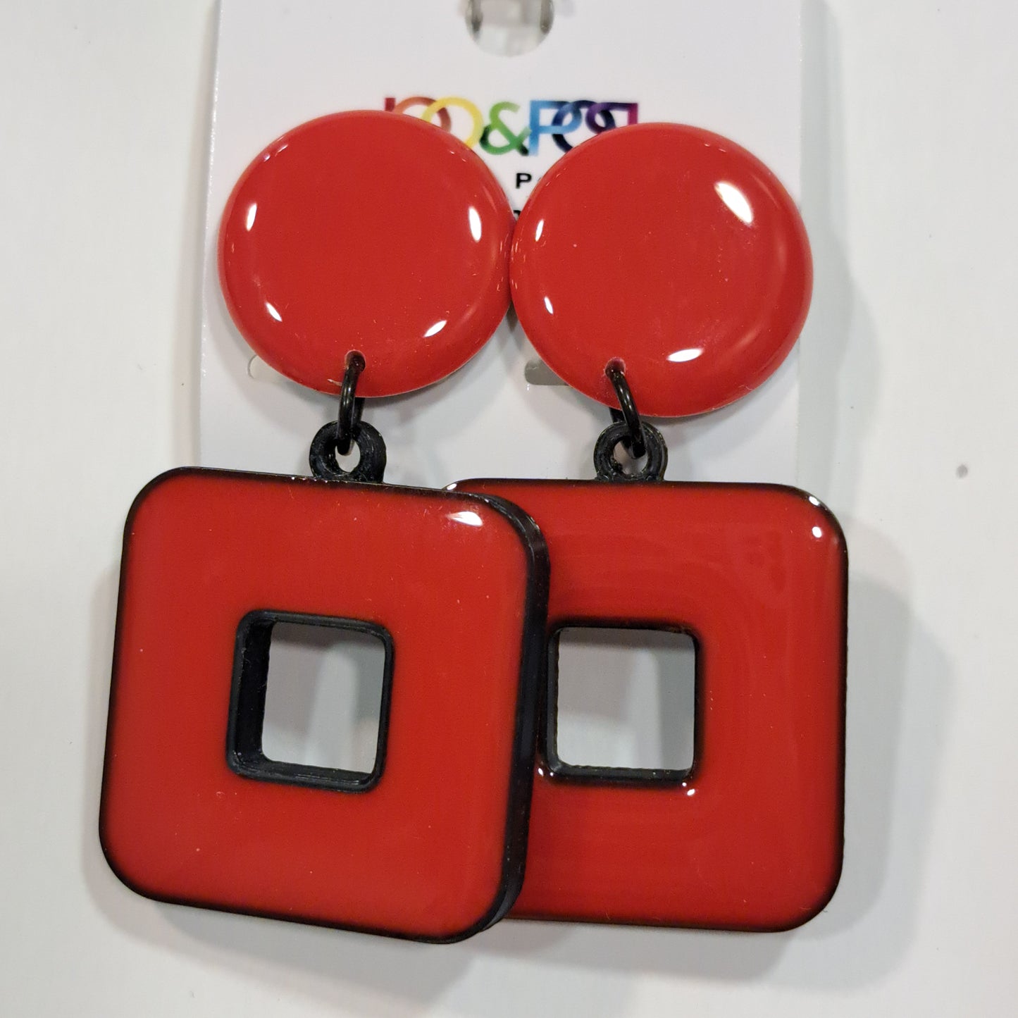 Boucles clips Carré rouge THIERRY JOO