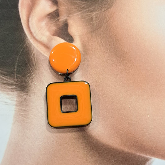 Boucles clips Carré orange THIERRY JOO