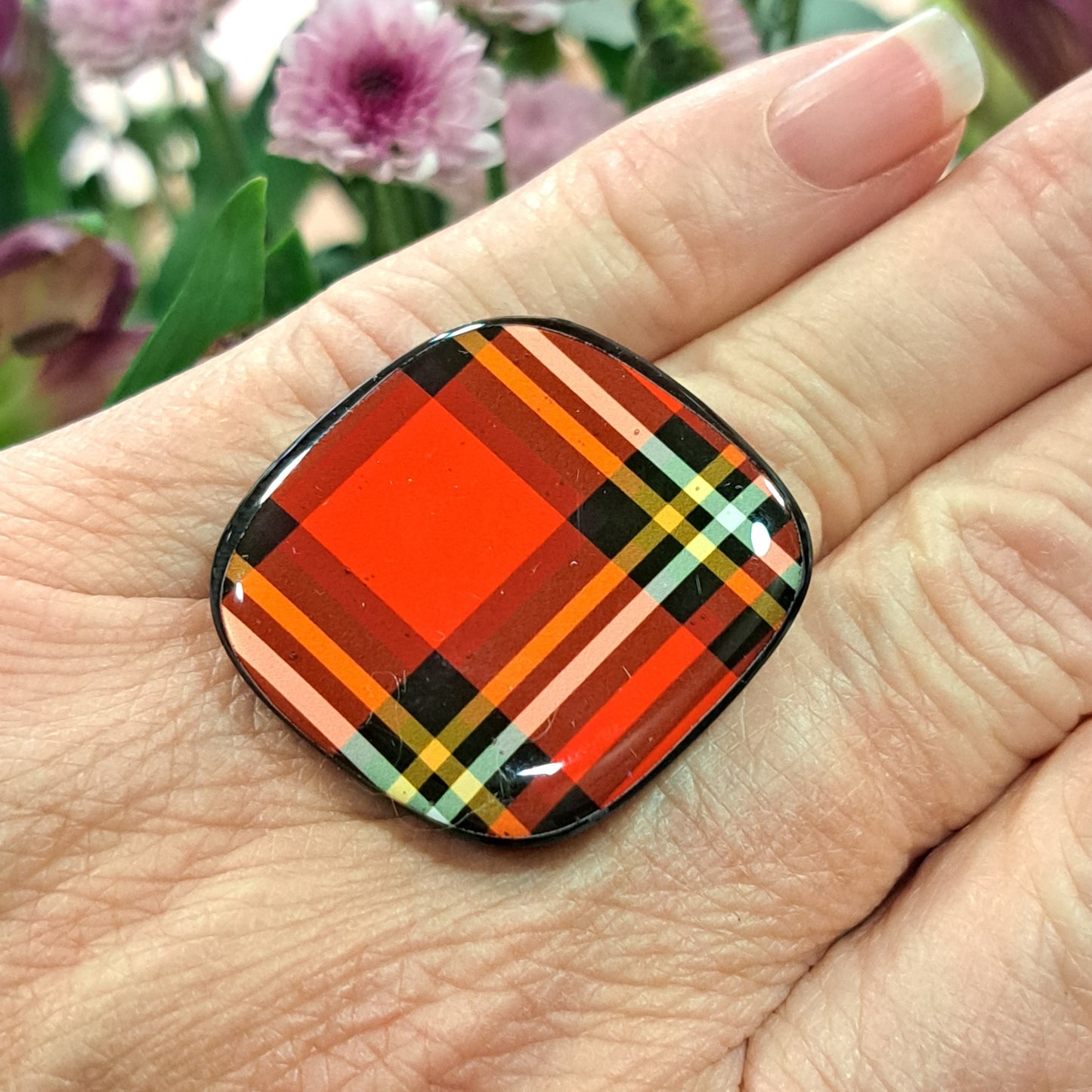 Bague Losange écossais rouge THIERRY JOO