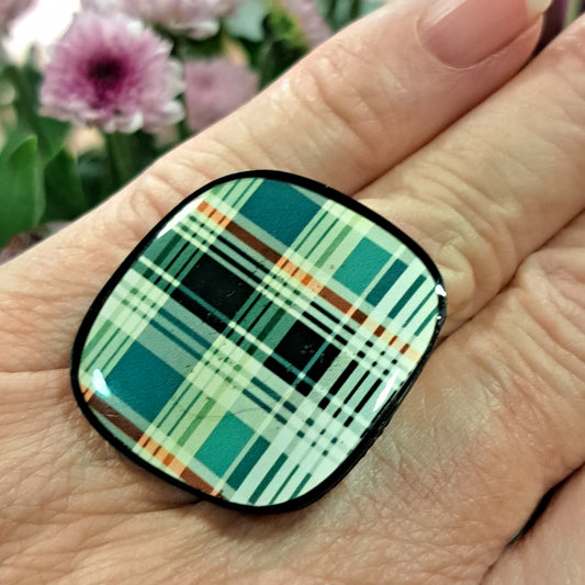Bague Losange écossais bleu THIERRY JOO