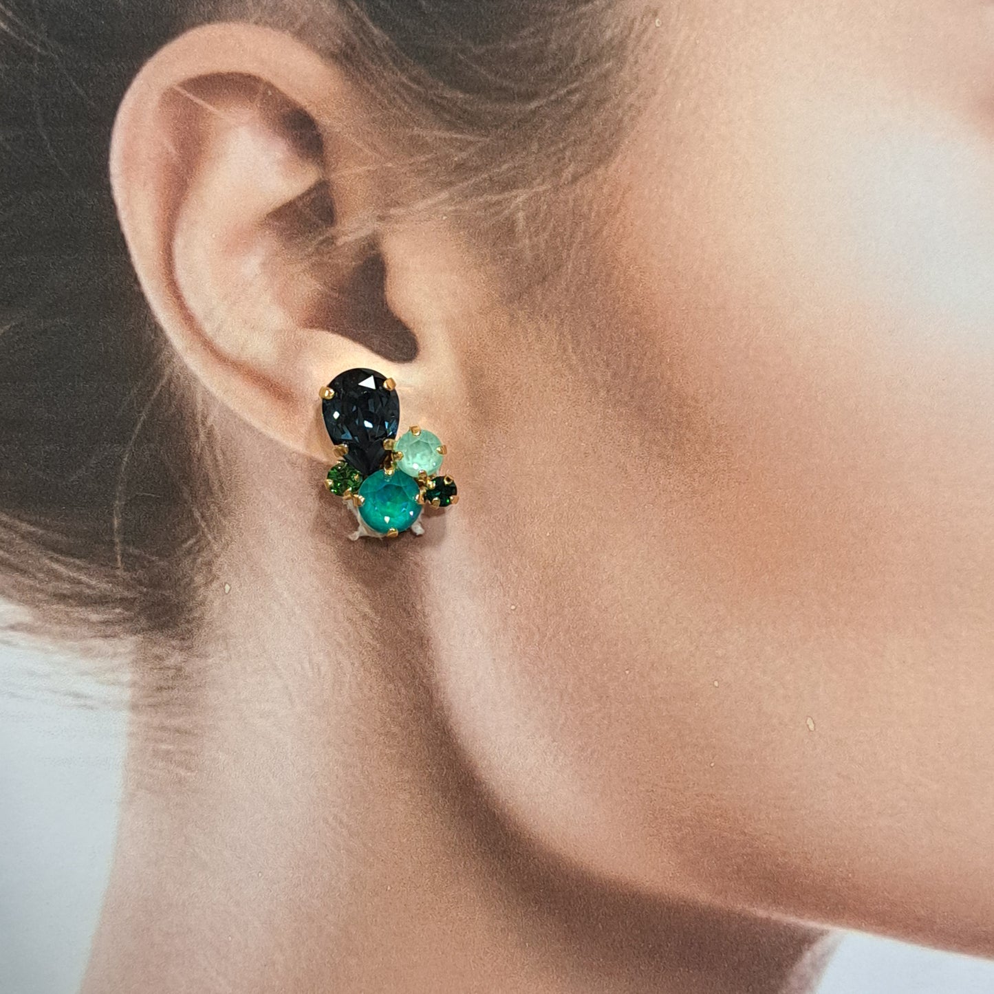 Boucles clips bleu vert CREZUS