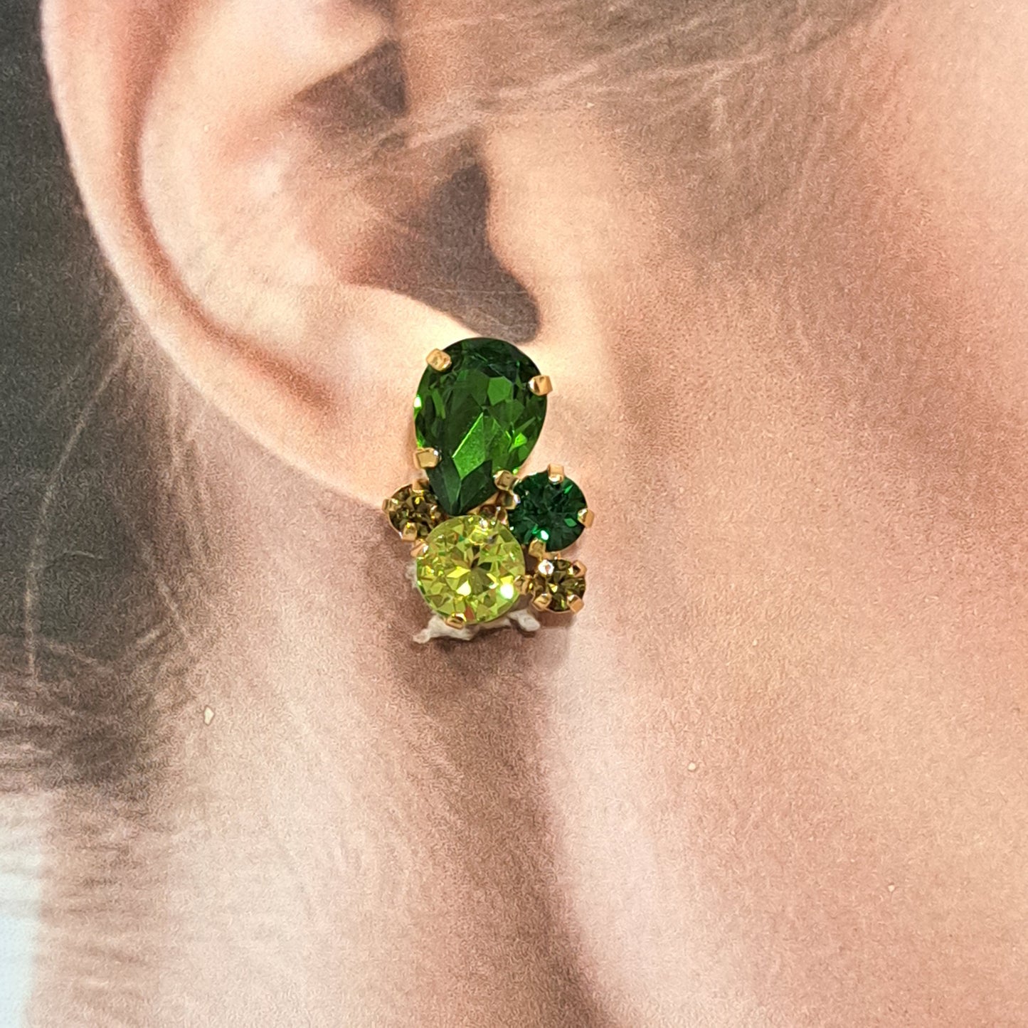 Boucles clips vert CREZUS