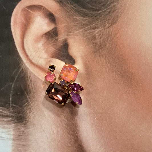 Boucles clips prune rose corail CREZUS