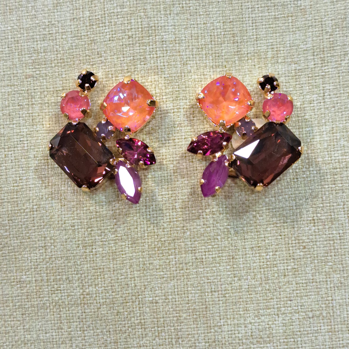 Boucles clips prune rose corail CREZUS