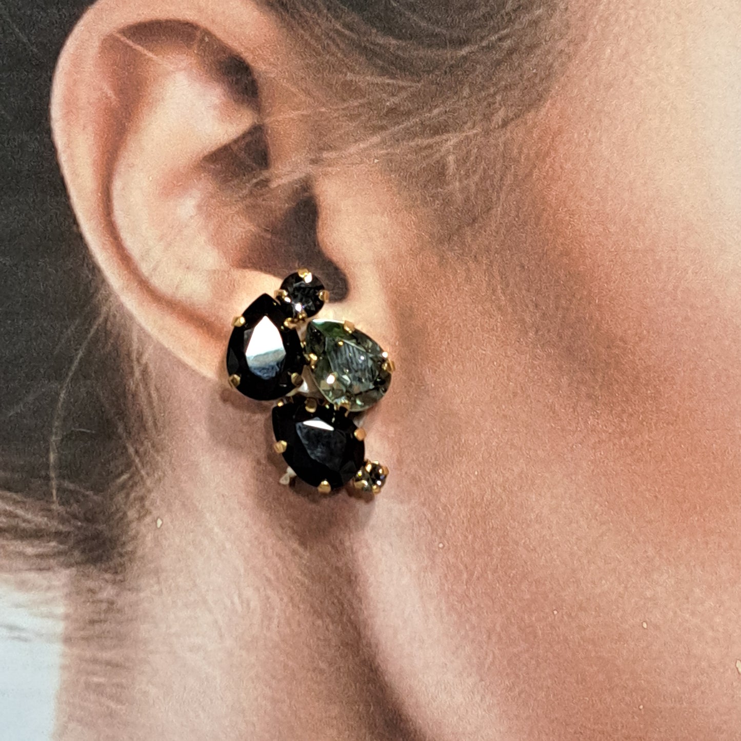 Boucles clips noir gris CREZUS