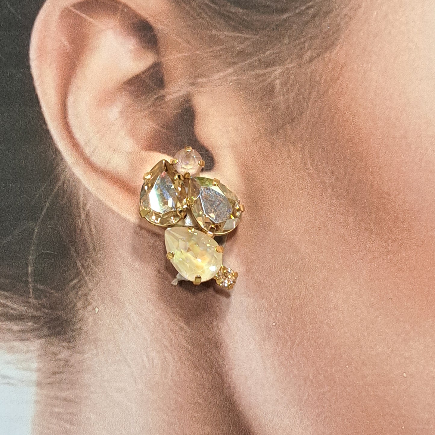 Boucles clips doré beige CREZUS