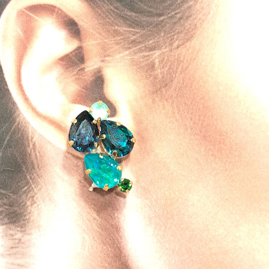 Boucles clips bleu vert CREZUS