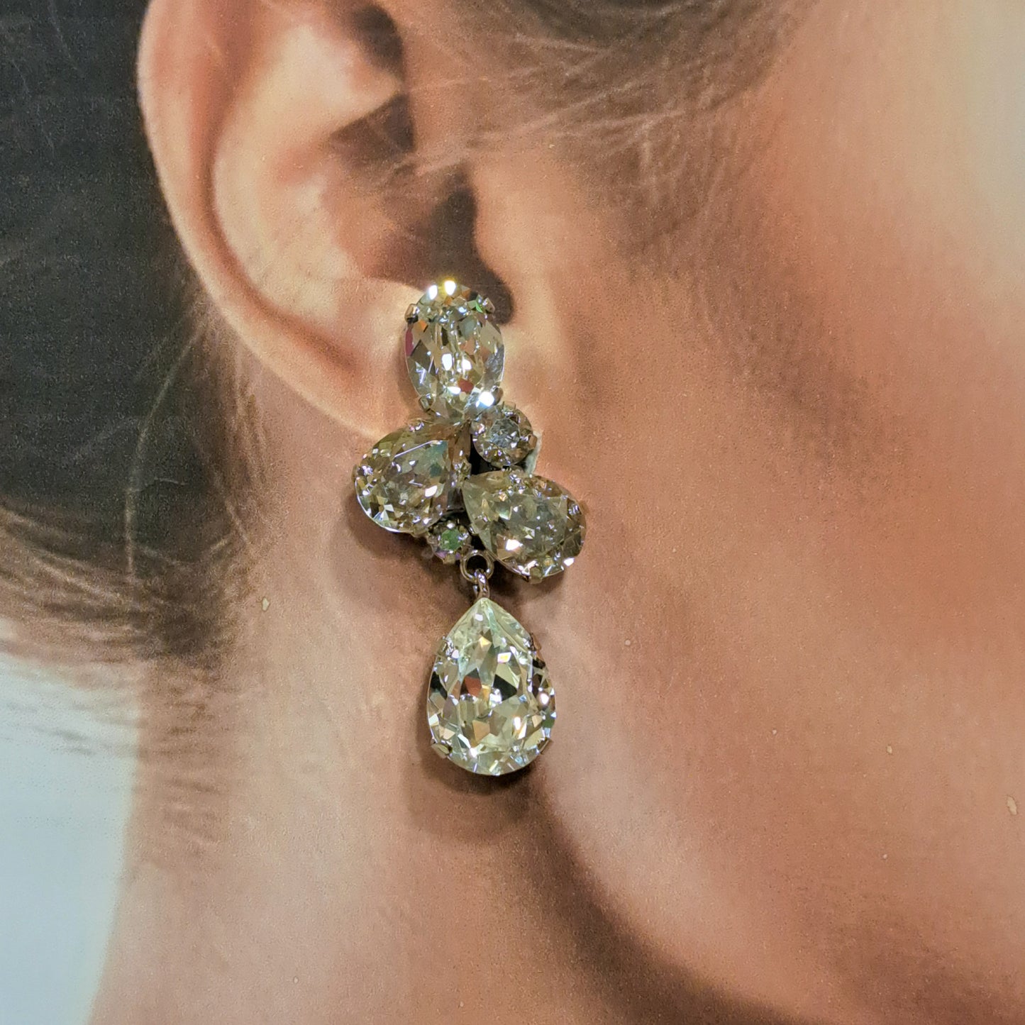 Boucles clips pendantes cristal CREZUS