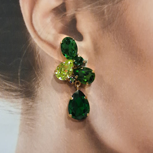 Boucles clips pendantes vert CREZUS
