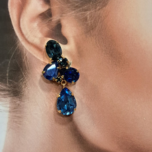 Boucles clips pendantes bleu CREZUS