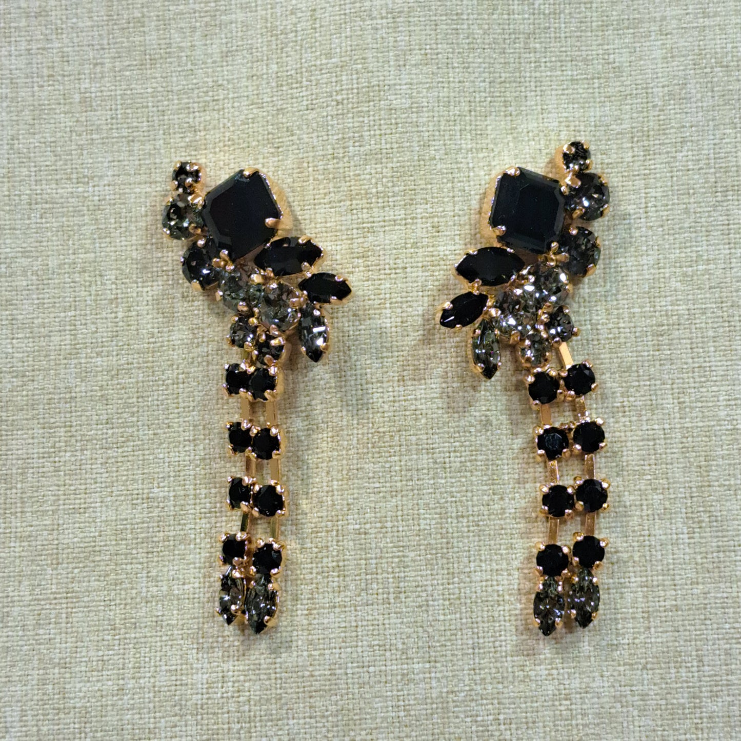 Boucles clips pendantes noir gris CREZUS