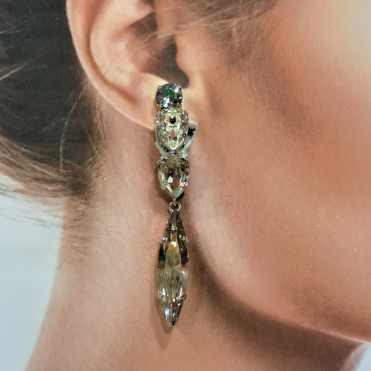 Boucles clips pendantes cristal CREZUS