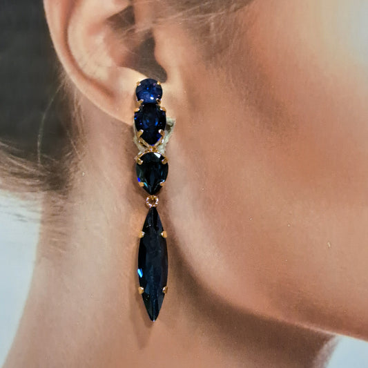 Boucles clips pendantes bleu CREZUS