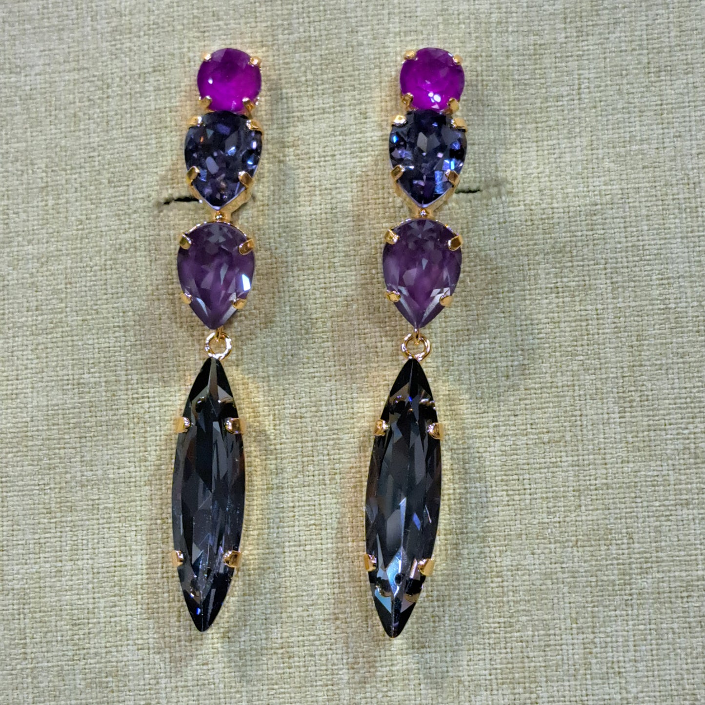 Boucles clips pendantes mauve violet CREZUS
