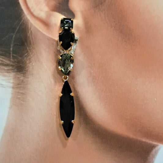 Boucles clips pendantes noir gris CREZUS