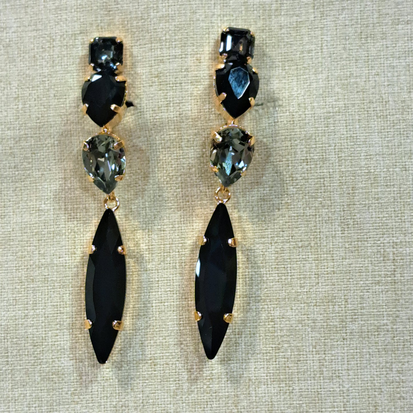 Boucles clips pendantes noir gris CREZUS