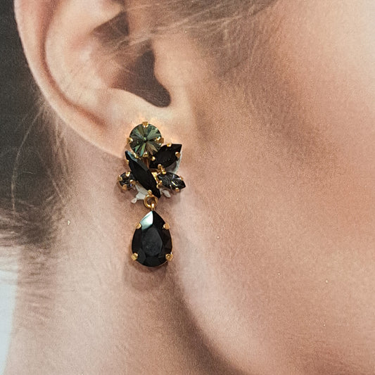 Boucles clips pendantes noir gris CREZUS