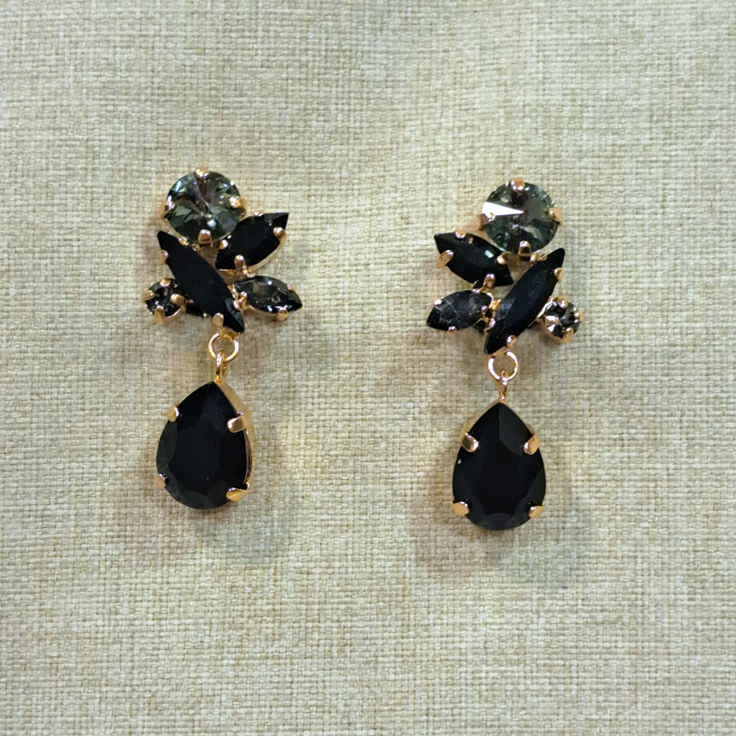 Boucles clips pendantes noir gris CREZUS