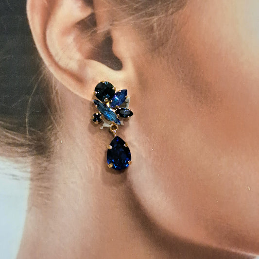 Boucles clips pendantes bleu CREZUS