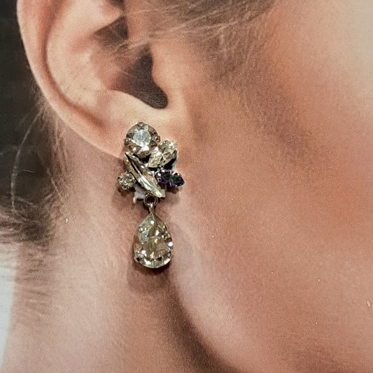 Boucles clips pendantes cristal CREZUS