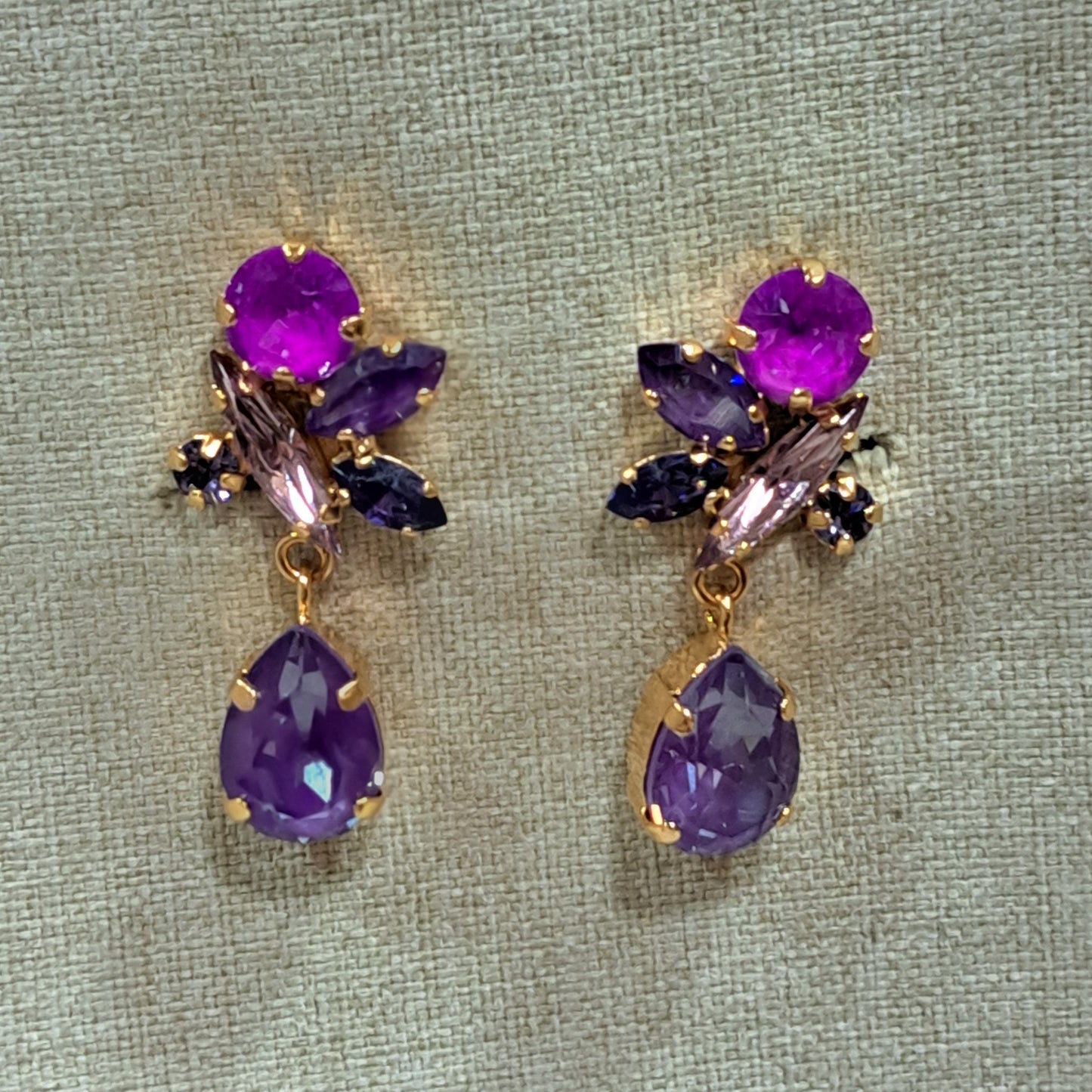 Boucles clips pendantes parme violine CREZUS