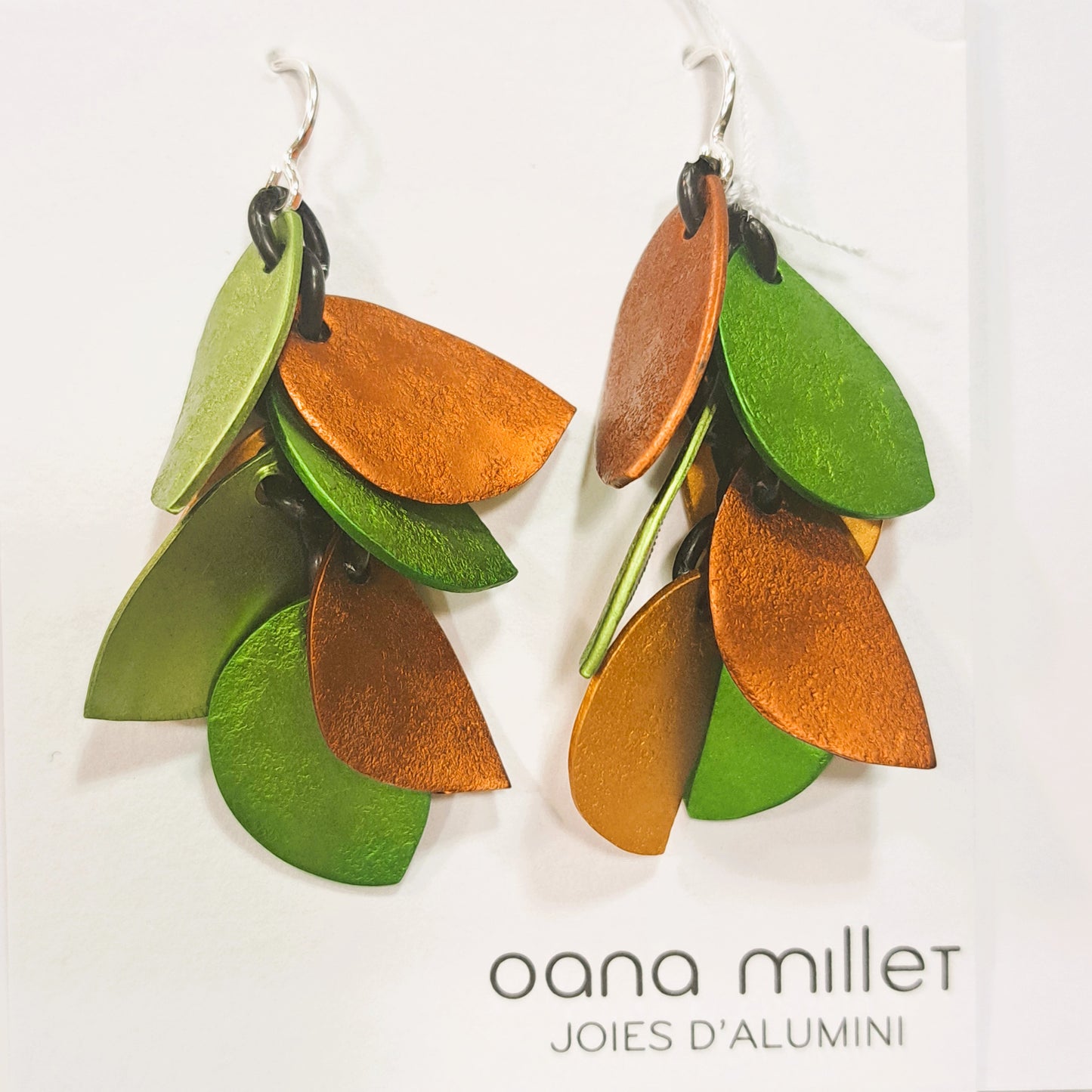 Boucles percées Feuilles vert et marron OANA MILLET