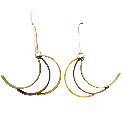 Boucles percées Virgules jaune, marron et vert OANA MILLET