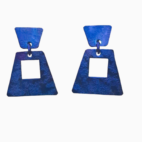 Boucles percées Trapèze bleu OANA MILLET