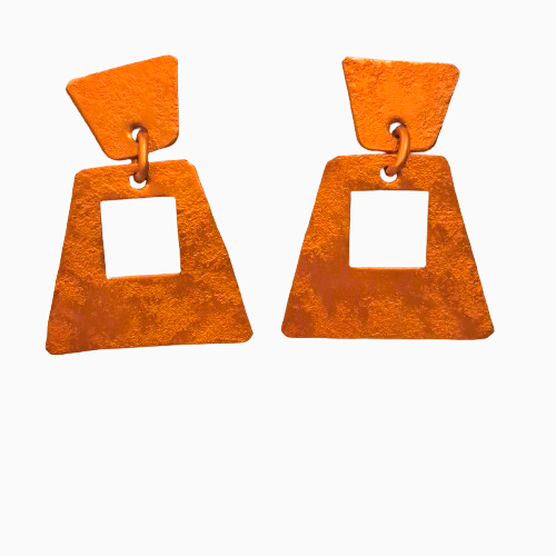 Boucles percées Trapèze orange OANA MILLET