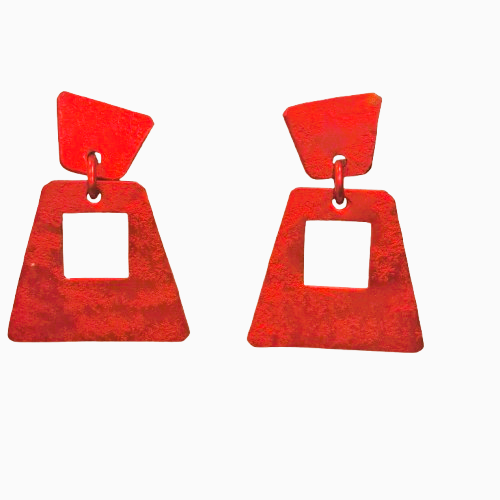 Boucles percées Trapèze rouge OANA MILLET