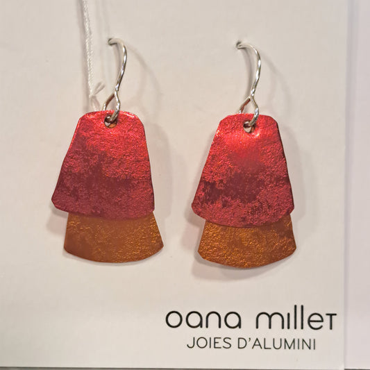 Boucles percées Trapèzes orange et rouge OANA MILLET