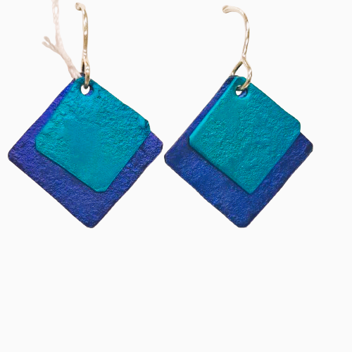 Boucles percées Losanges pm bleu OANA MILLET