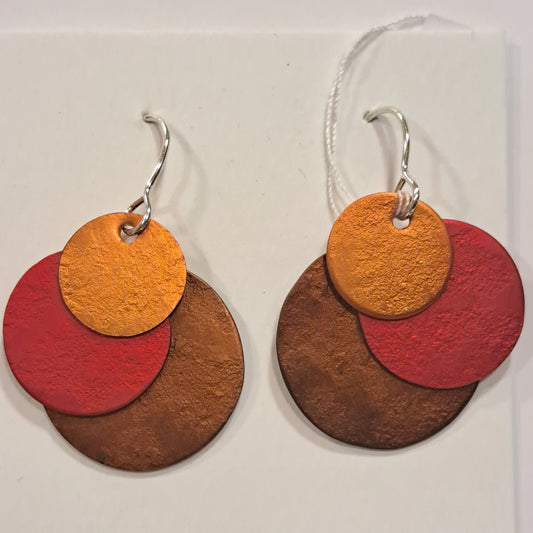 Boucles percées Ronds orange, rouge et cuivre OANA MILLET