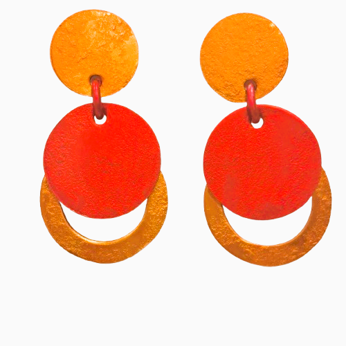 Boucles percées Ronds orange rouge OANA MILLET