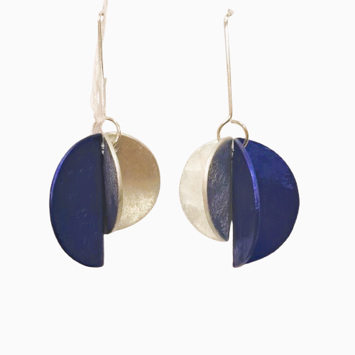 Boucles percées Demi-Lune bleu OANA MILLET