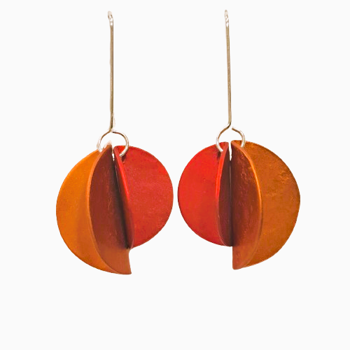 Boucles percées Demi-Lune rouge ORANGE OANA MILLET