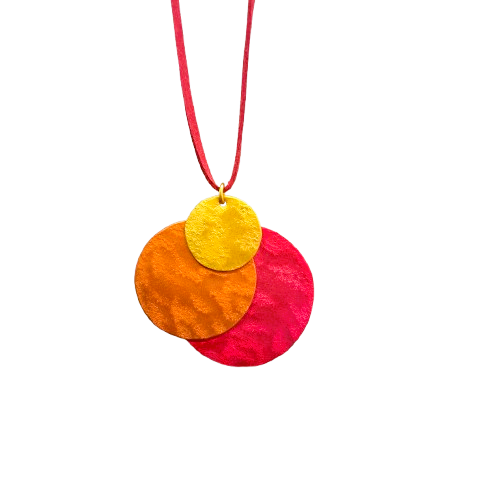 Collier sautoir Lunes jaune, orange et rouge OANA MILLET