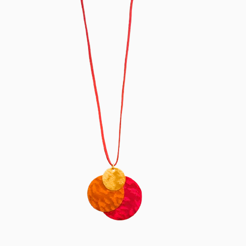 Collier sautoir Lunes jaune, orange et rouge OANA MILLET