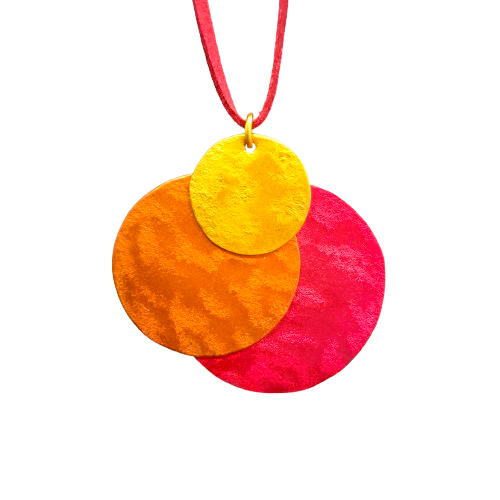 Collier sautoir Lunes jaune, orange et rouge OANA MILLET