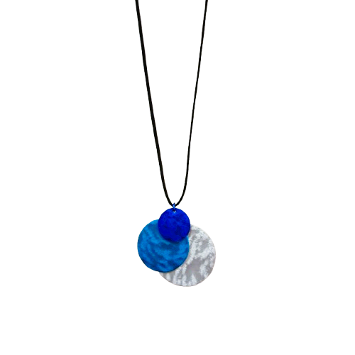 Collier sautoir Lunes bleu blanc OANA MILLET