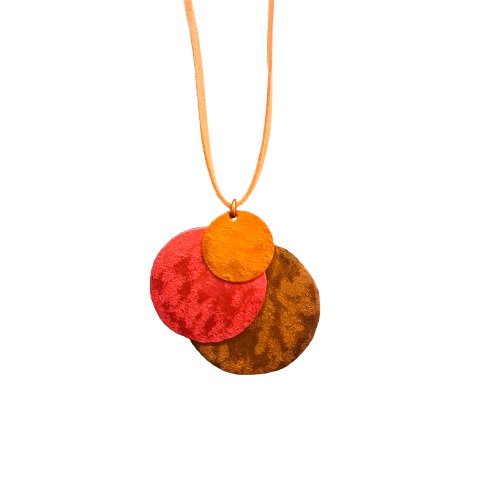 Collier sautoir Lunes orange, rouge et cuivre OANA MILLET