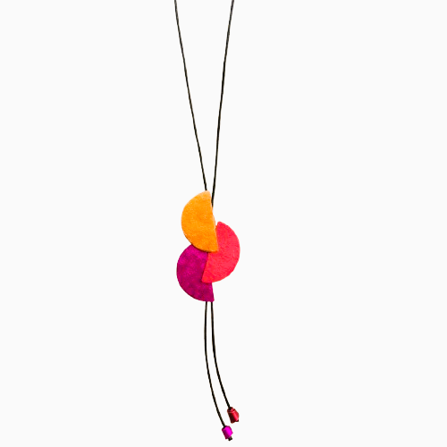 Collier sautoir Demi-Lune rose, rouge et orange OANA MILLET