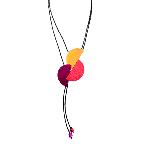 Collier sautoir Demi-Lune rose, rouge et orange OANA MILLET