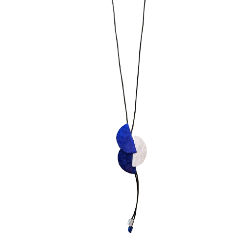 Collier sautoir Demi-Lune bleu blanc OANA MILLET