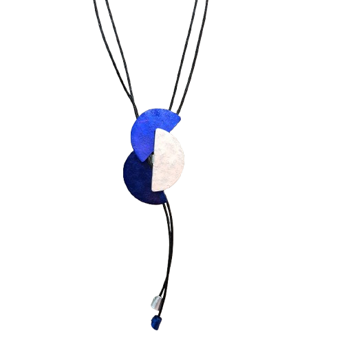 Collier sautoir Demi-Lune bleu blanc OANA MILLET