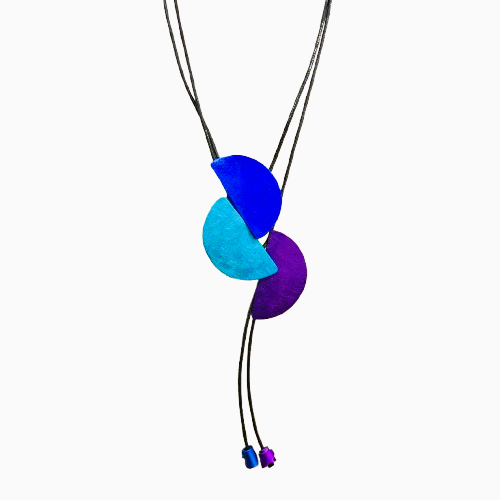 Collier sautoir Demi-Lune bleu turquoise violet OANA MILLET
