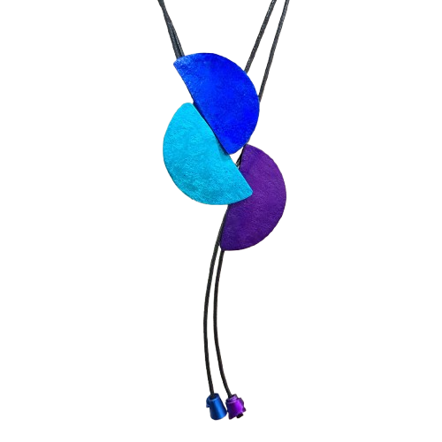 Collier sautoir Demi-Lune bleu turquoise violet OANA MILLET
